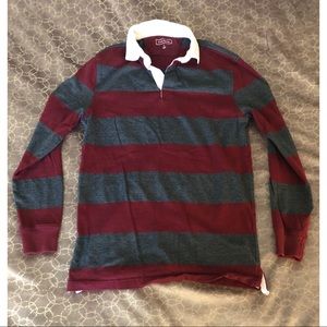 Club Room Two-Tone Striped Long Sleeve Rugby Shirt